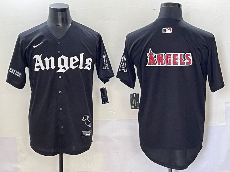 Men 2025 Los Angeles Angels Blank Black Five generations Joint Name Nike MLB Jersey style 10->los angeles angels->MLB Jersey